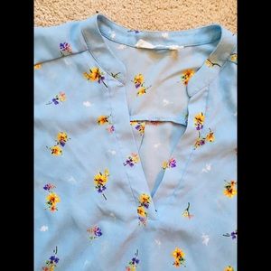 Lush Tops Split Neck Blouse Size L